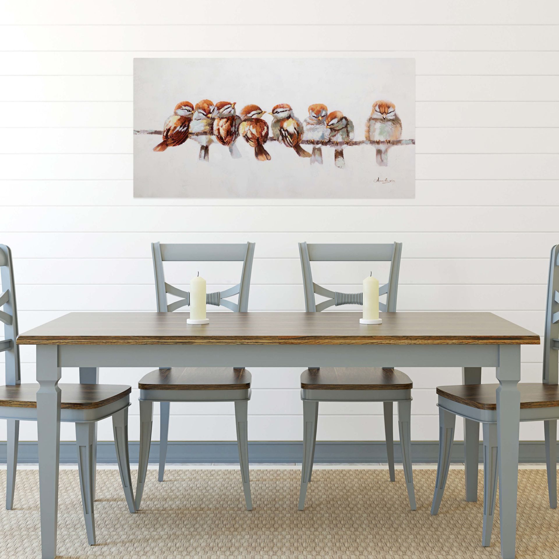 KUNSTLOFT Gemälde Happy Family Reunion 120x60 cm, Leinwandbild 100% HANDGEMALT Wandbild Wohnzimmer