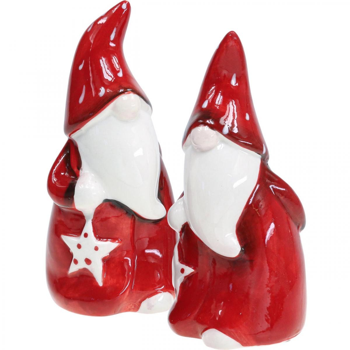 Weihnachtsmann Weihnachtsmann Figur Nikolaus Keramik Deko Rot Weiß 13,5cm 2er Set