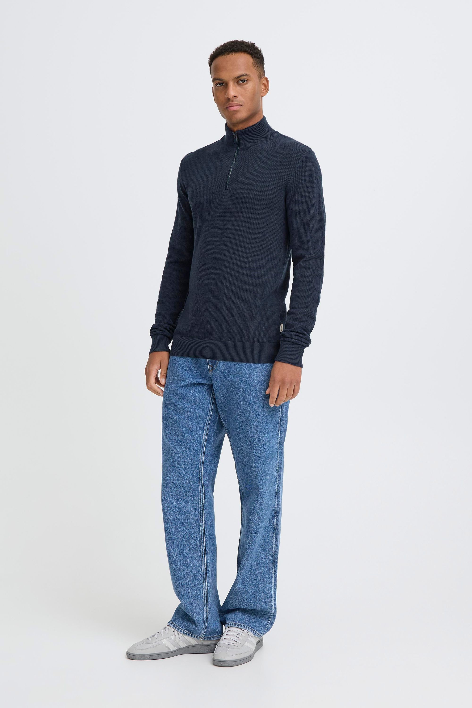 Blend Troyer BHBartel Klassischer Feinstrick-Pullover mit Stehkragen und Reißverschluss