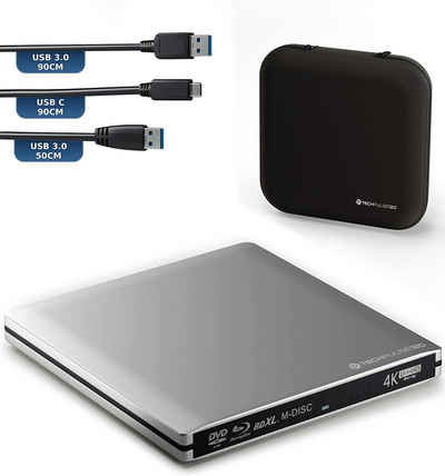 techPulse120 Externes ULTRAHD UHD 4k 3D M-DISC BDXL 100 GB USB 3.0 USB-C Laufwerk Blu-ray-Brenner