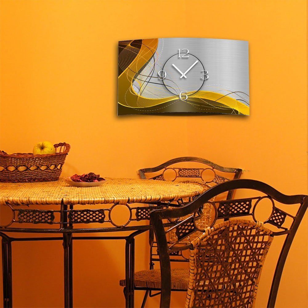 Abstrakt dixtime orange (Einzigartige modernes leise 4mm braun Alu-Dibond) Designer 3D-Optik Wanduhr Design Wanduhr Wanduhren aus