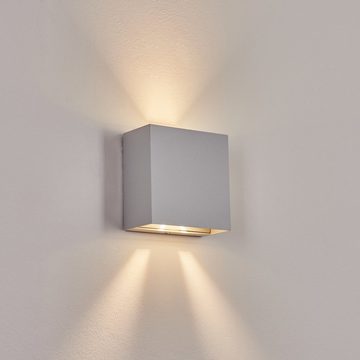 hofstein Außen-Wandleuchte moderne Außenlampe aus Metall in Hellgrau, LED fest integriert, 3000 Kelvin, mit Lichteffekten (änderbar) und Up&Down-Effekt, 400 Lumen, IP54