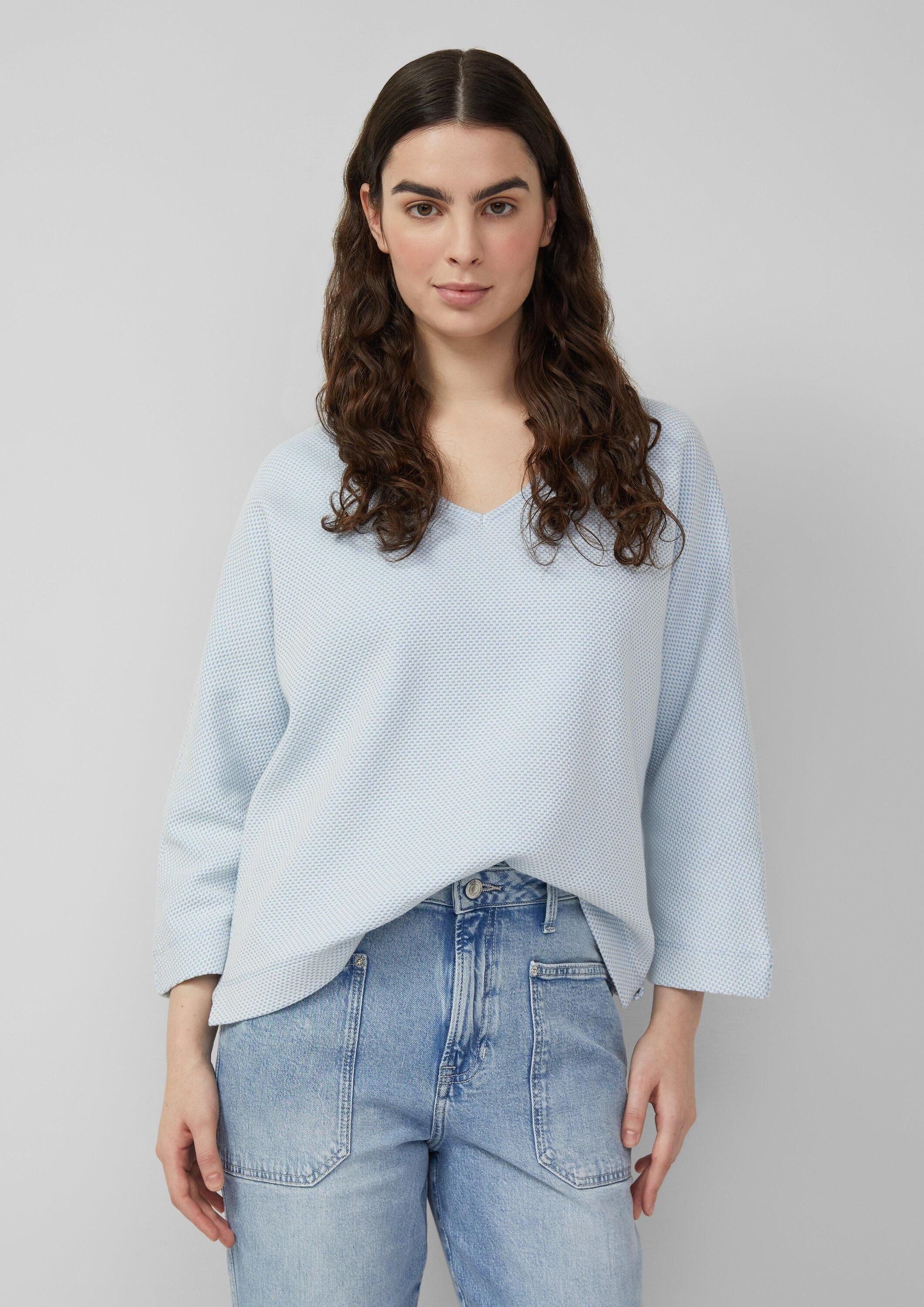 s.Oliver 3/4 Arm-Pullover Sweatshirt Strukturiertes Sweatshirt mit Fledermausärmeln