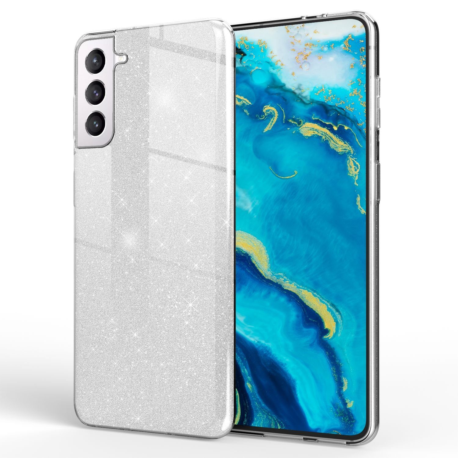 Nalia Smartphone-Hülle Samsung Galaxy S22 Plus 16,8 cm (6,6 Zoll), Glitzer Silikon Hülle / Verstärkte Innenseite / Glänzende Schutzhülle