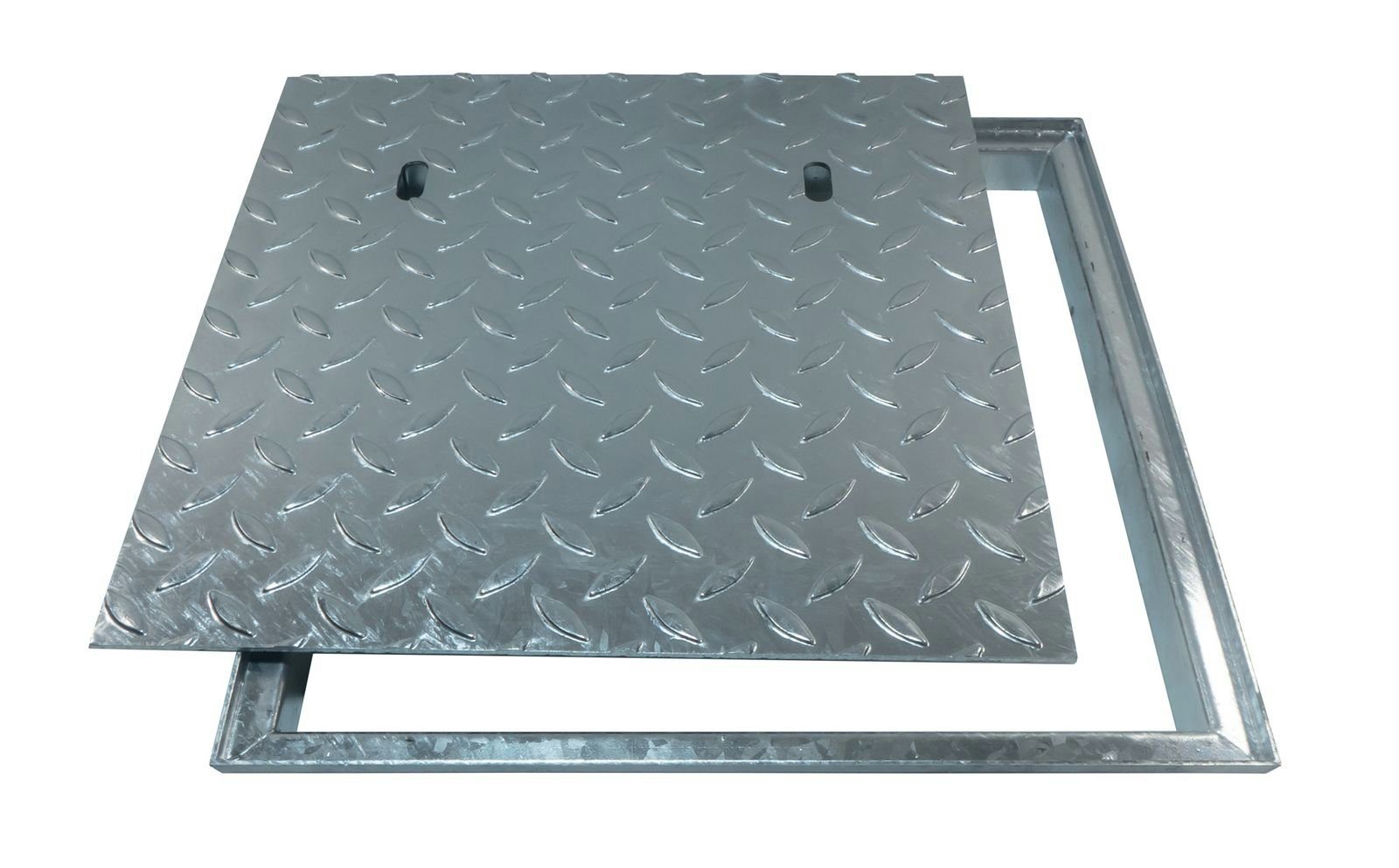 ACO Severin Ahlmann GmbH & Co. KG Erdschacht Schachtabdeckung FL 2.0 Easy mit Rahmen, Stahl verzinkt, Belastung 5kN, 100x60x3.7 cm, 2-St., Größe: 1000x600mm, begehbar, rutschfest, für Außen- und Innenbereich