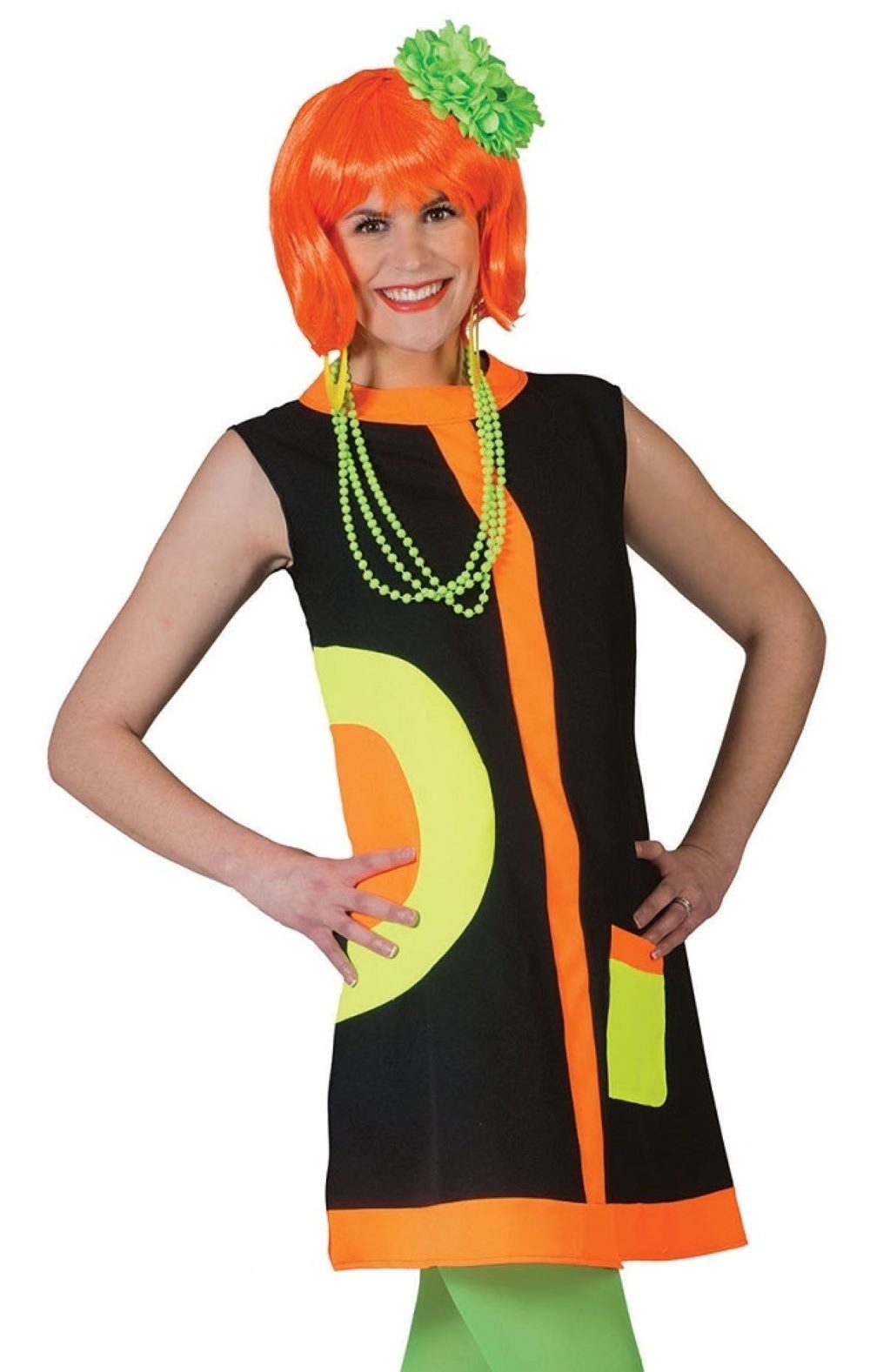 Funny Fashion Kostüm Hippie Kostüm Mod Dress Neon für Damen günstig online kaufen