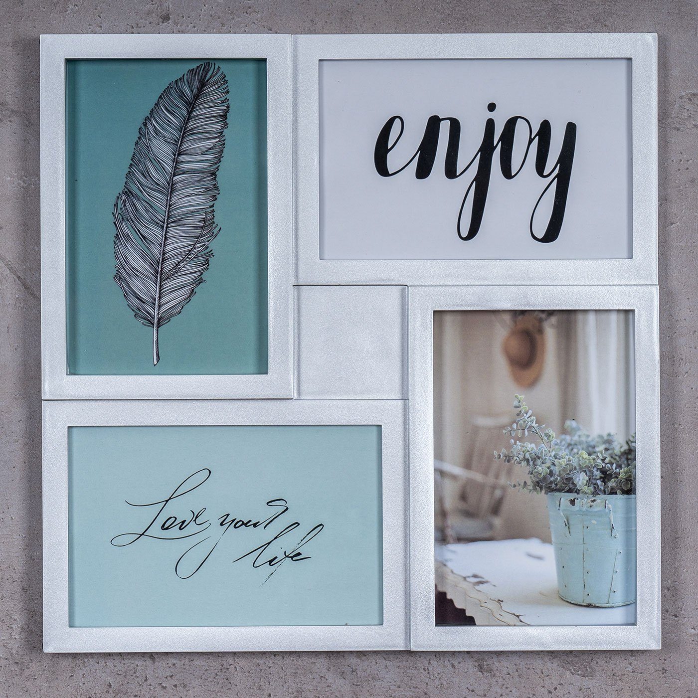 Levandeo® Bilderrahmen Collage, Bilderrahmen 4 Fotos 10x15cm Foto Aufstelle günstig online kaufen