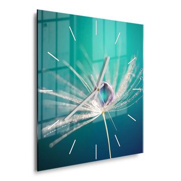 DEQORI Wanduhr 'Inszenierte Wasserperle' (Glas Glasuhr modern Wand Uhr Design Küchenuhr)