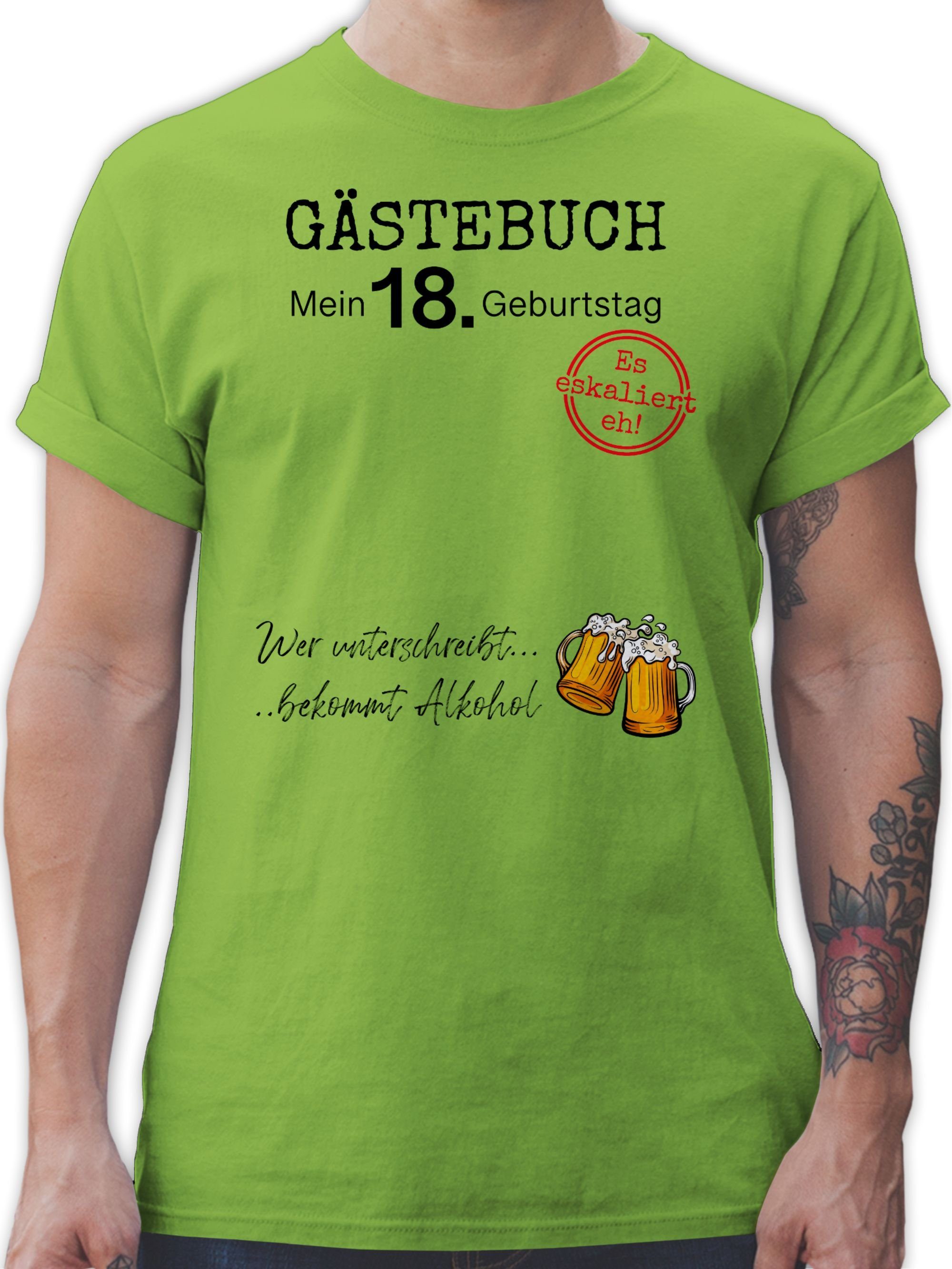 Shirtracer T-Shirt Gästebuch 18. Geburtstag 18. Geburtstag 1 Hellgrün