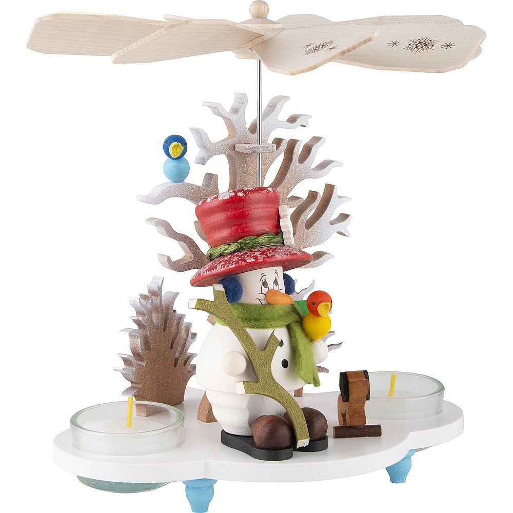 Christian Ulbricht Weihnachtspyramide 1-stöckige Pyramide Mikrowichtel Schneemann (19,5cm) von Christian Ulb