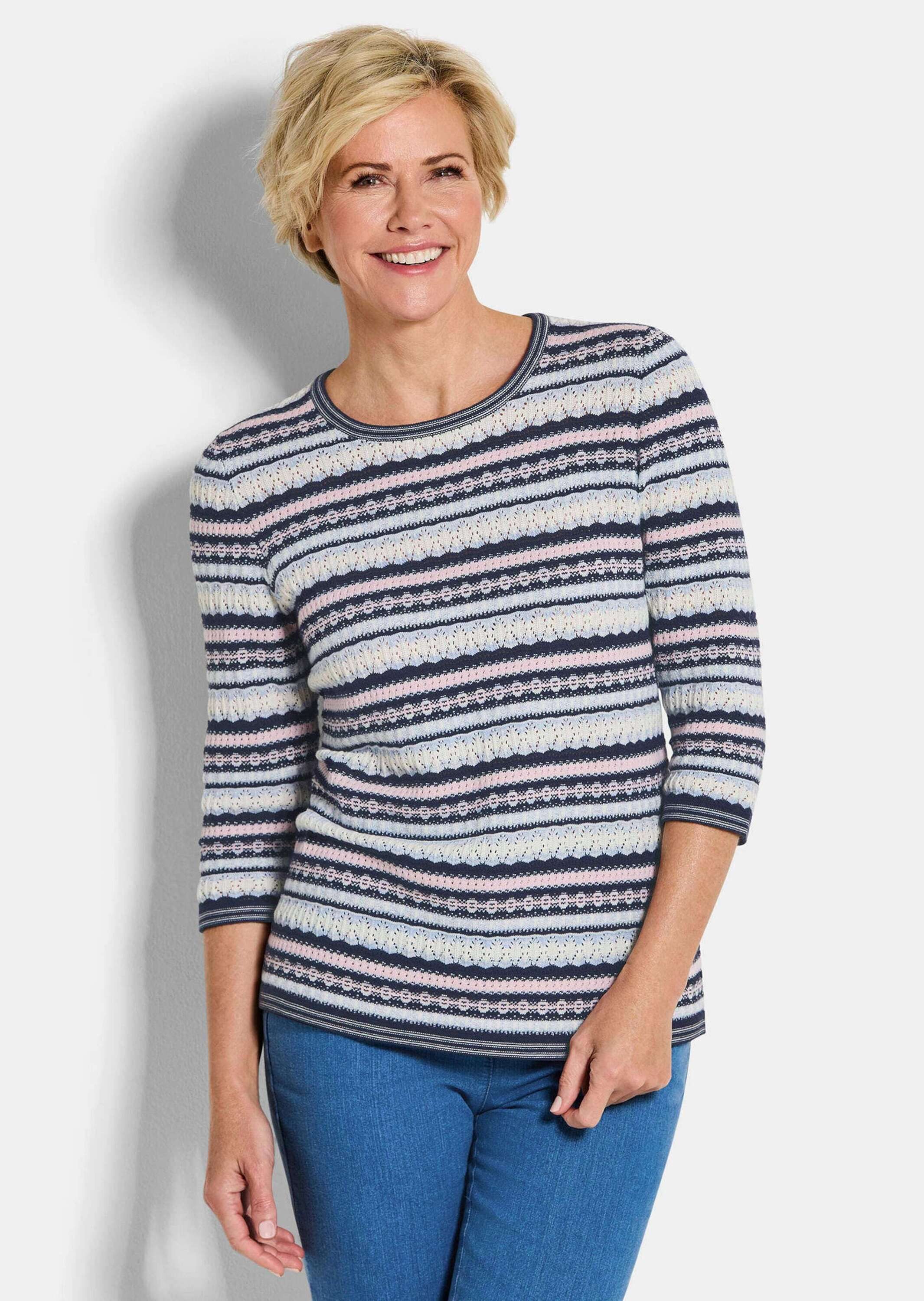 Strickpullover Kurzgröße: Strickpullover im Ringel-Look