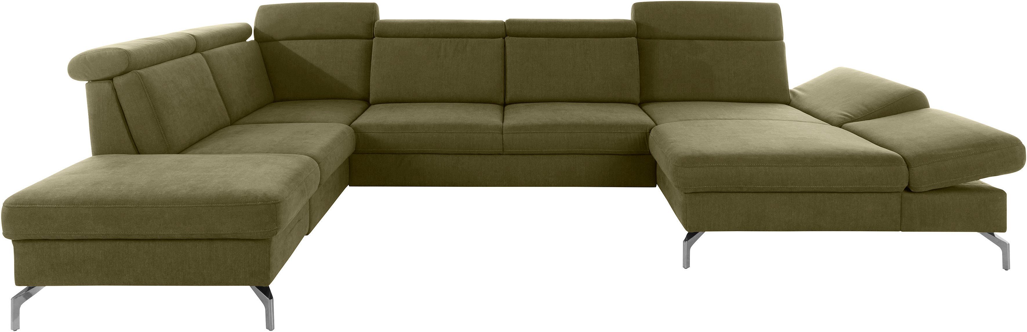 sit&more Wohnlandschaft Brisbane U-Form, Fußhöhe 15 cm, inklusive Sitztiefen-, Armteil- und Kopfteilverstellung