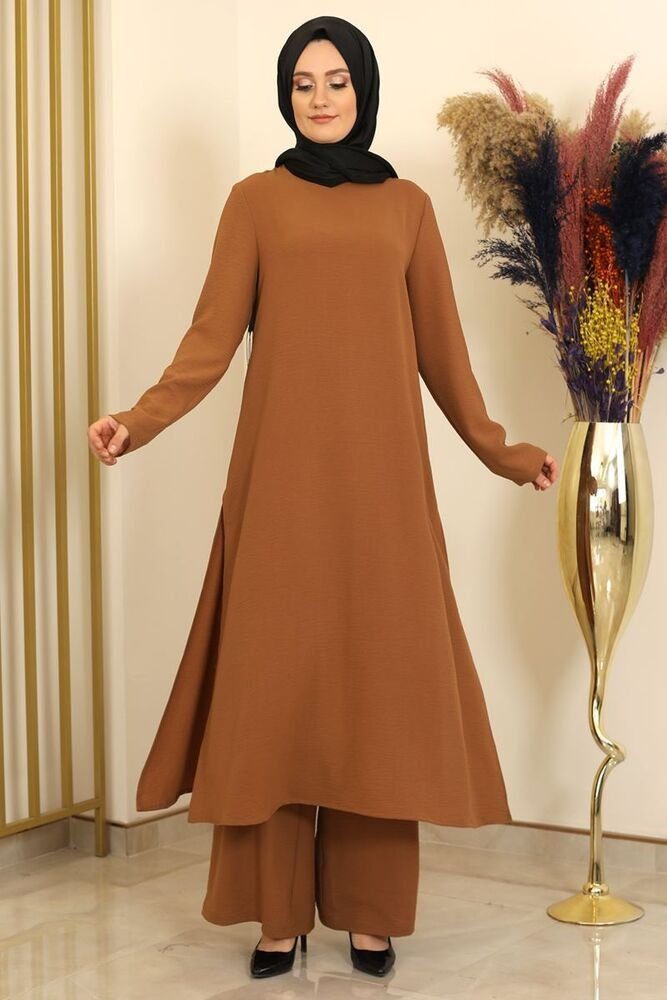 fashionshowcase Longtunika Damen Zweiteiler Set - Tunika & Palazzo-Hose Mod günstig online kaufen