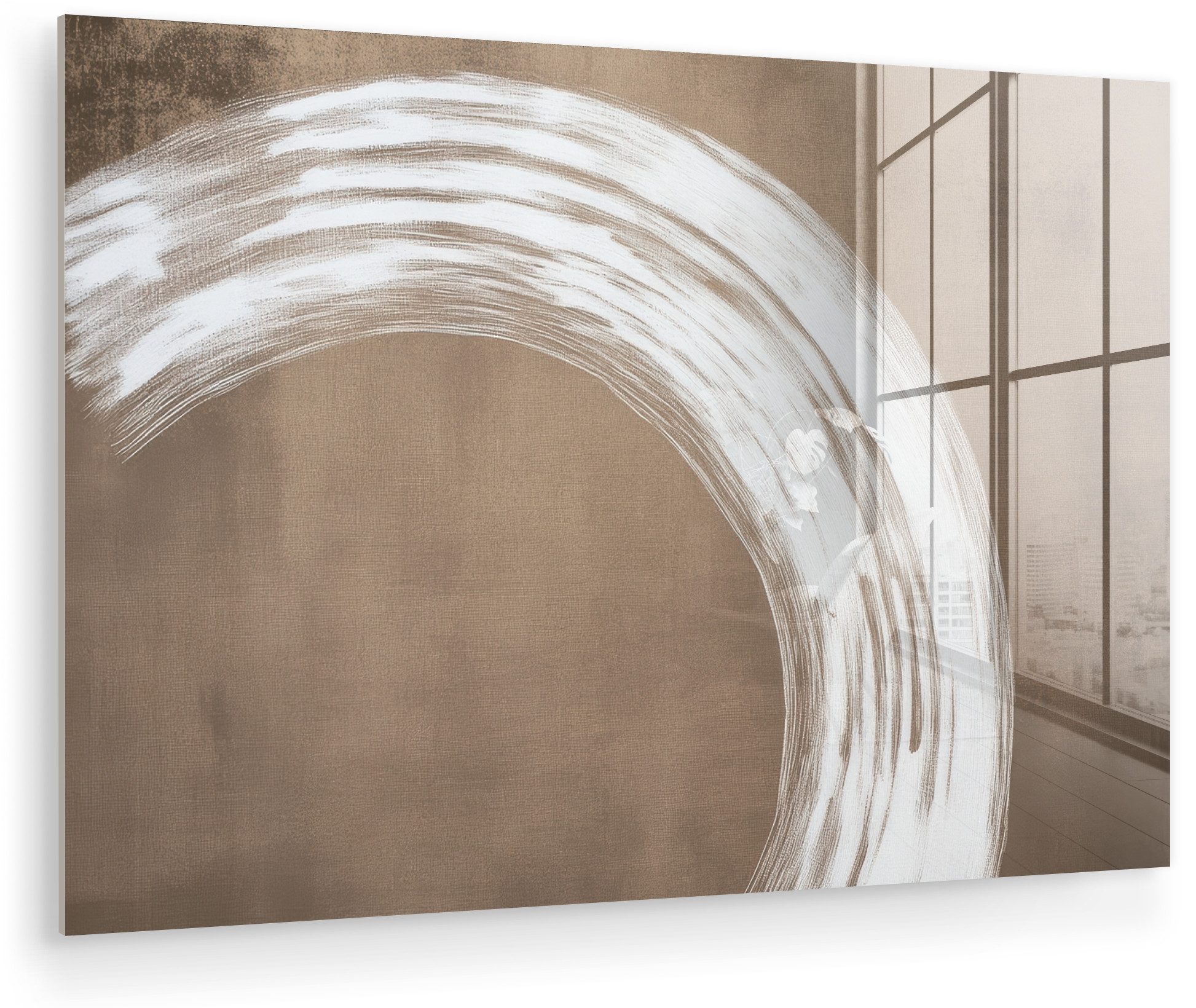 MuchoWow Acrylglasbild Farbe - Braun - Japandi, Inkl. Aufhängung, Glasbilder Wohnzimmer, Schlafzimmer, Flur & Esszimmer, 30x20 cm