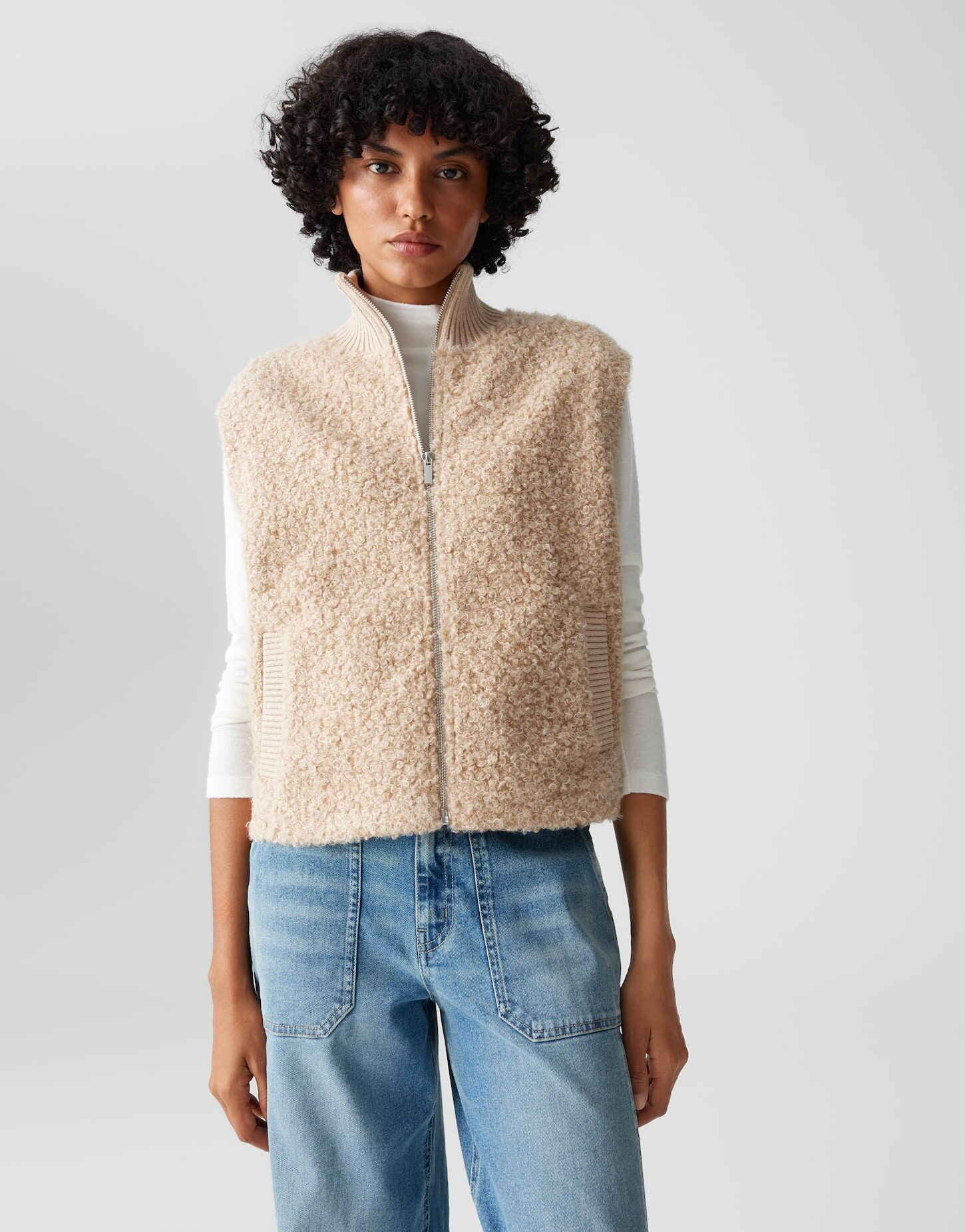 OPUS Sweatweste GULUNI Regular Fit in Bouclé Optik