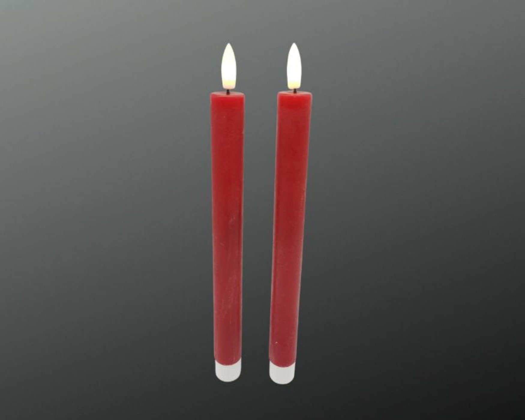 finehomegarden Spitzkerze LED-Kerze Spitzkerze LED Stabkerze Set/2 rot Ø2,2cm H24cm on/off (Set, 2-tlg), Schalter Tafelkerze Dinner Dekoration