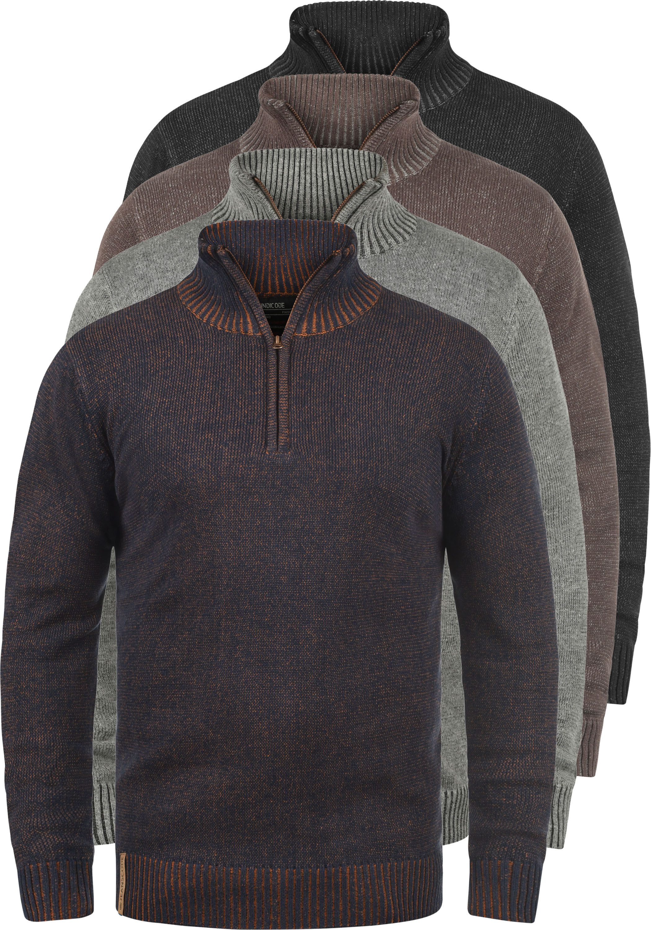 Indicode Troyer IDNathen Strickpulli mit Reißverschluss am Kragen