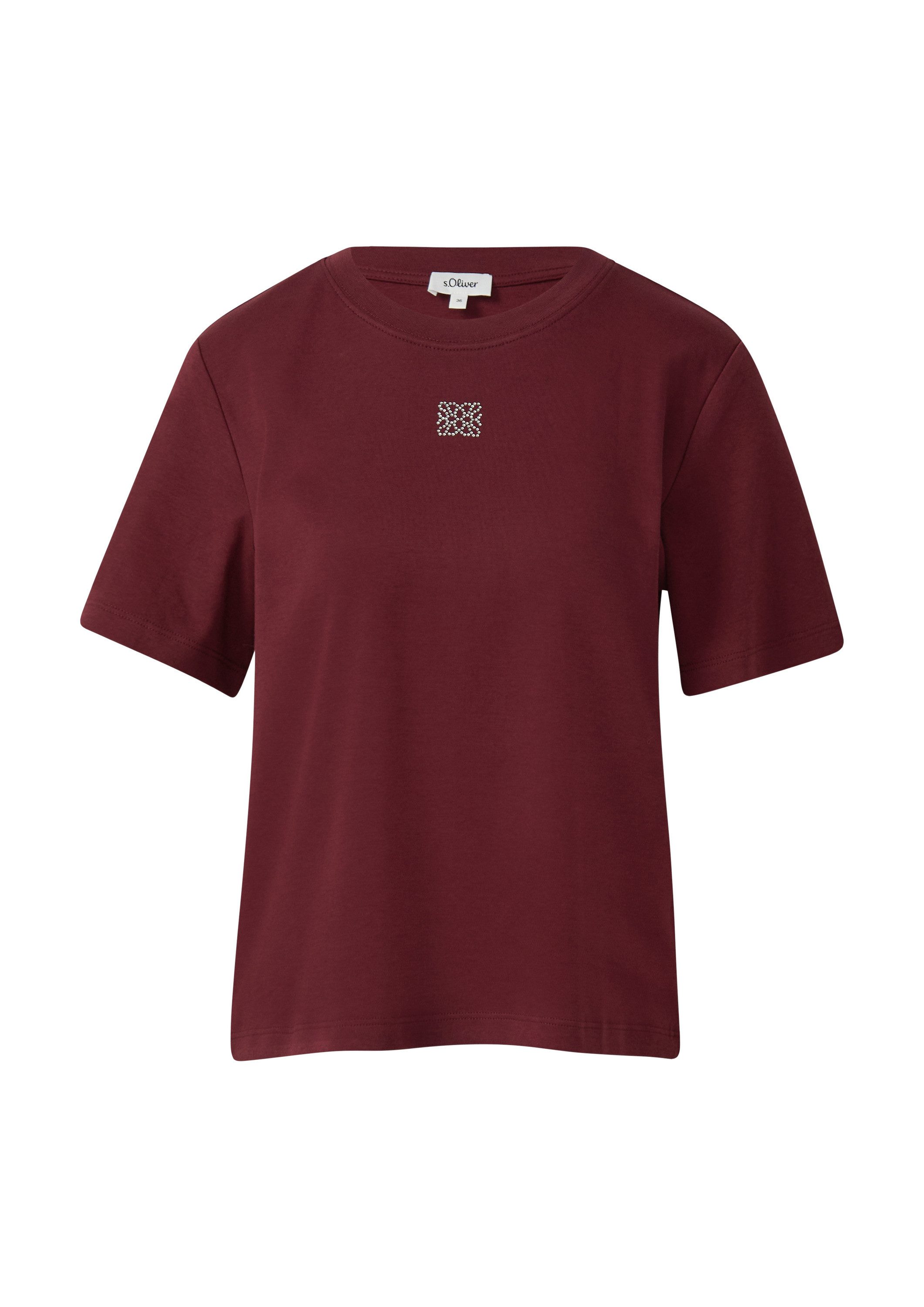 s.Oliver Kurzarmshirt T-Shirt Verkürztes T-Shirt mit Glitzerstein-Details günstig online kaufen