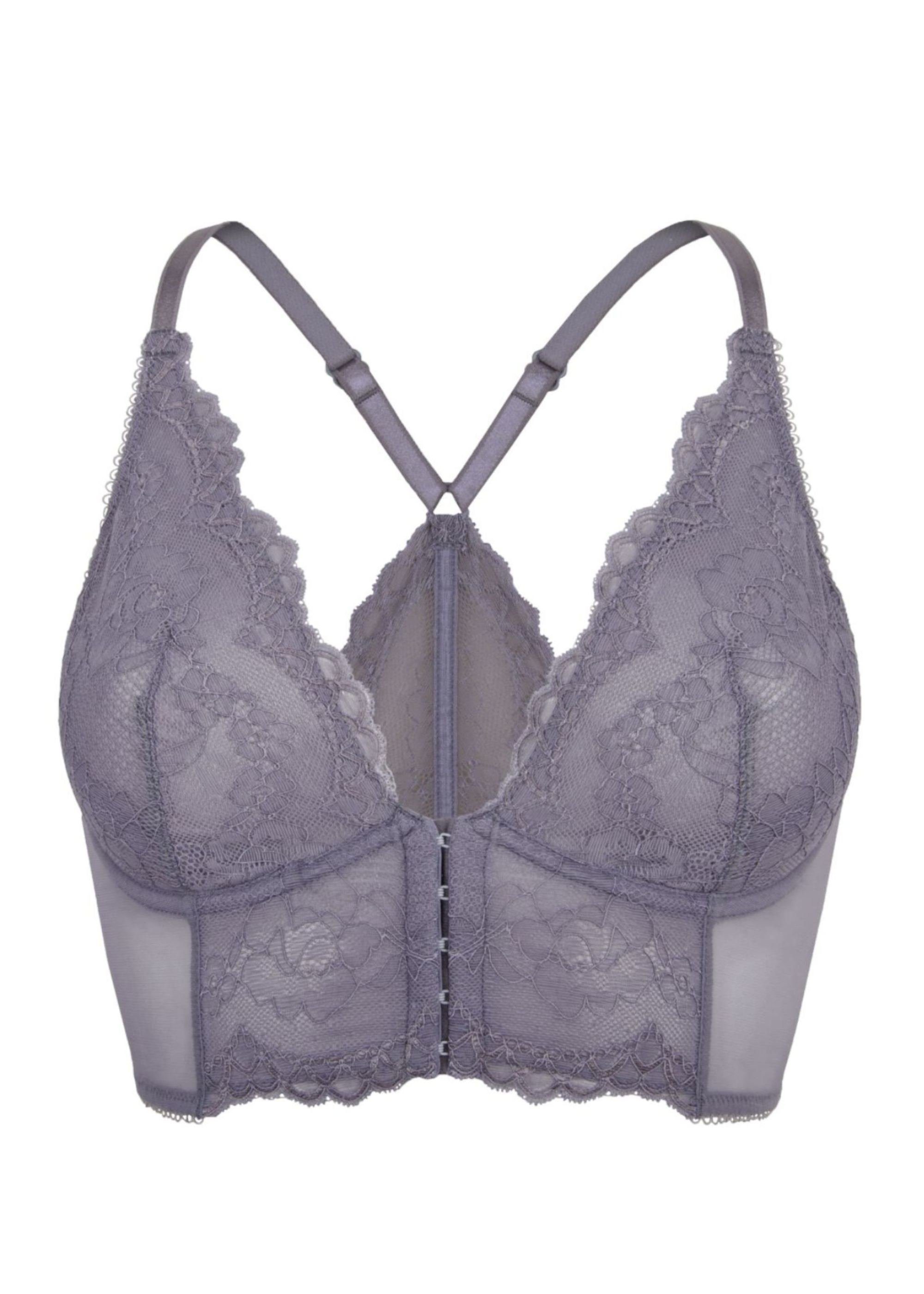 Gossard Longline-BH Lace Longline V-Bügel BH mit Frontverschluss Platin (Longline BH, 1-tlg., Spitze/Netz) verführerisch sexy