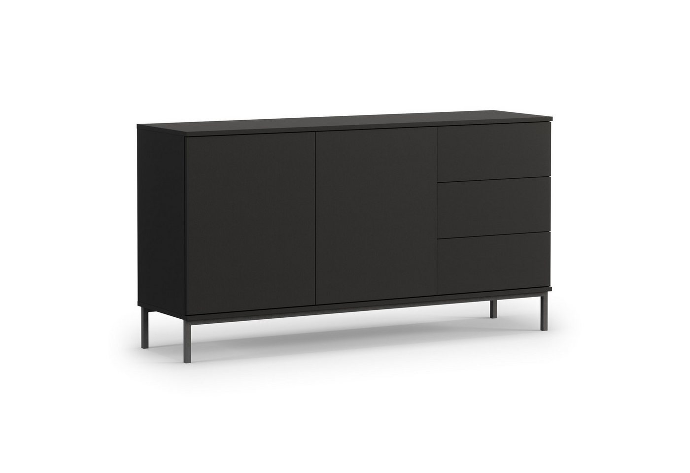 HAUSELEMENT Kommode QUERTY QT-01, 3 Schubladen 2 Türen Sideboard 150 cm Mehrzweckschrank Modern