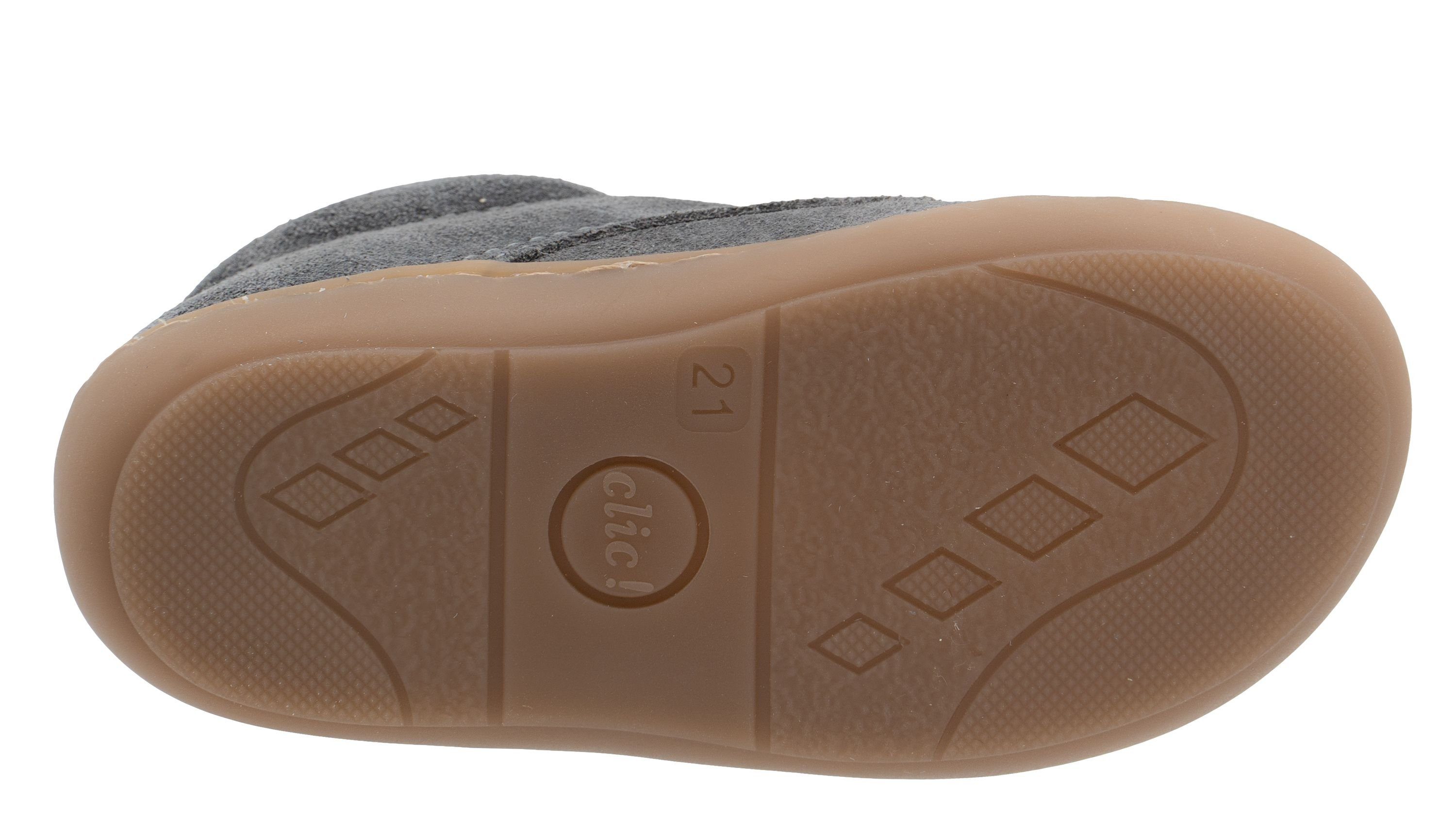Kinder Clic aus Grau Schuhe für Lauflernschuhe 9291 Schnürschuh Clic Leder