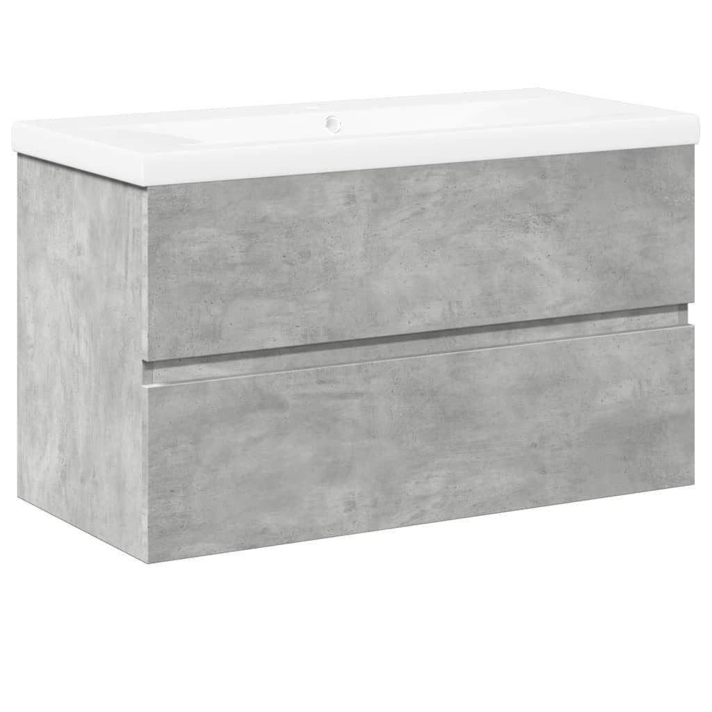 vidaXL Badezimmer-Set 2-tlg. Badmöbel-Set Betongrau Holzwerkstoff, günstig online kaufen