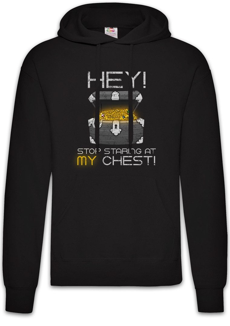 Hoodie Hey Stop Staring At My Chest Herren Hoodie Gamer Games Gaming Video PC
