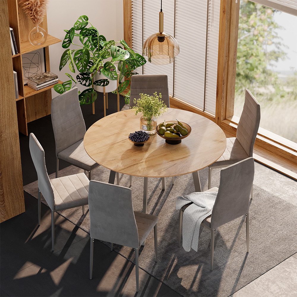 Vicco Esstisch Halvar, Greige/Goldkraft Eiche, 120 x 120 cm