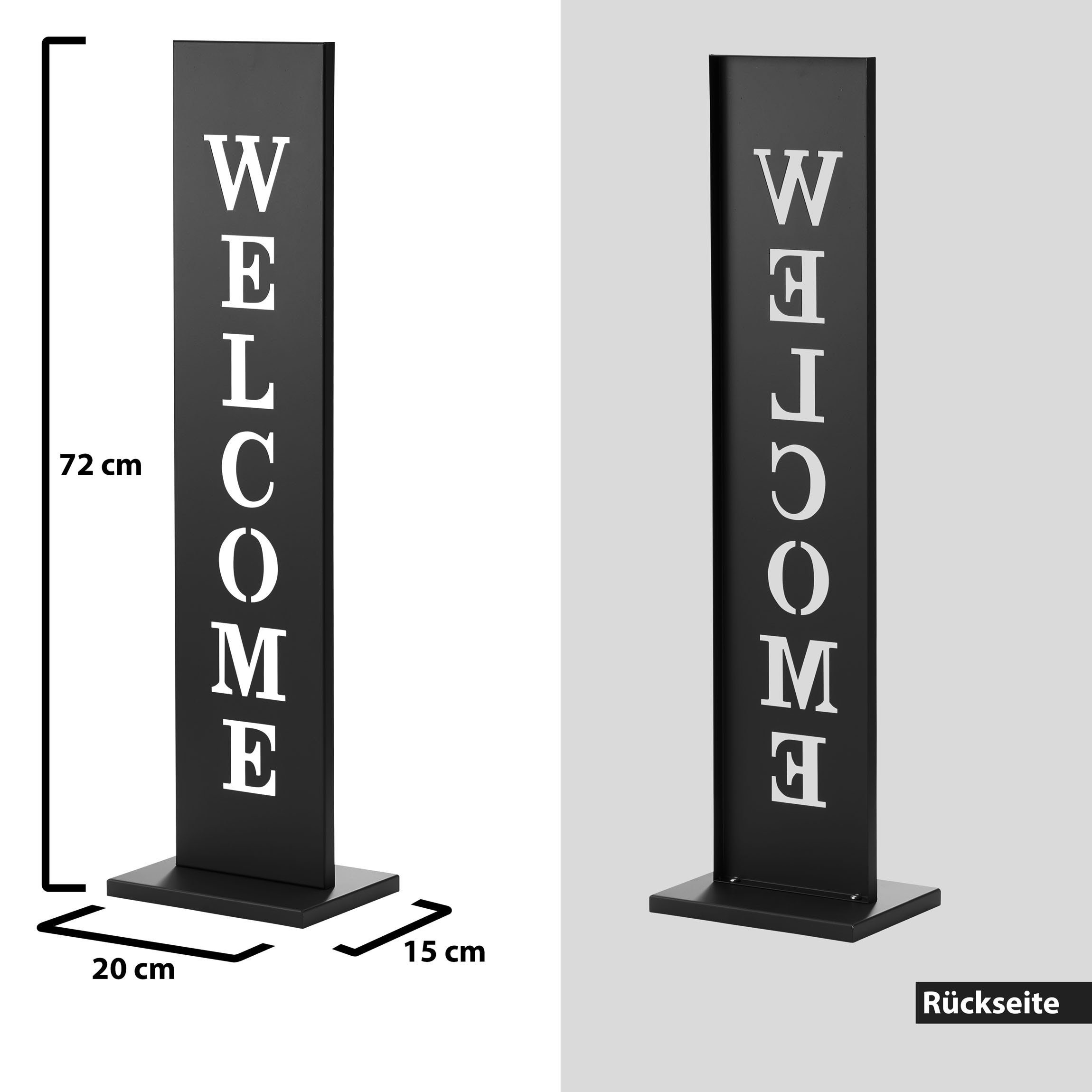 schwarz Standschild Welcome St) Blumenständer (1 Amare home Dekoration Stahl