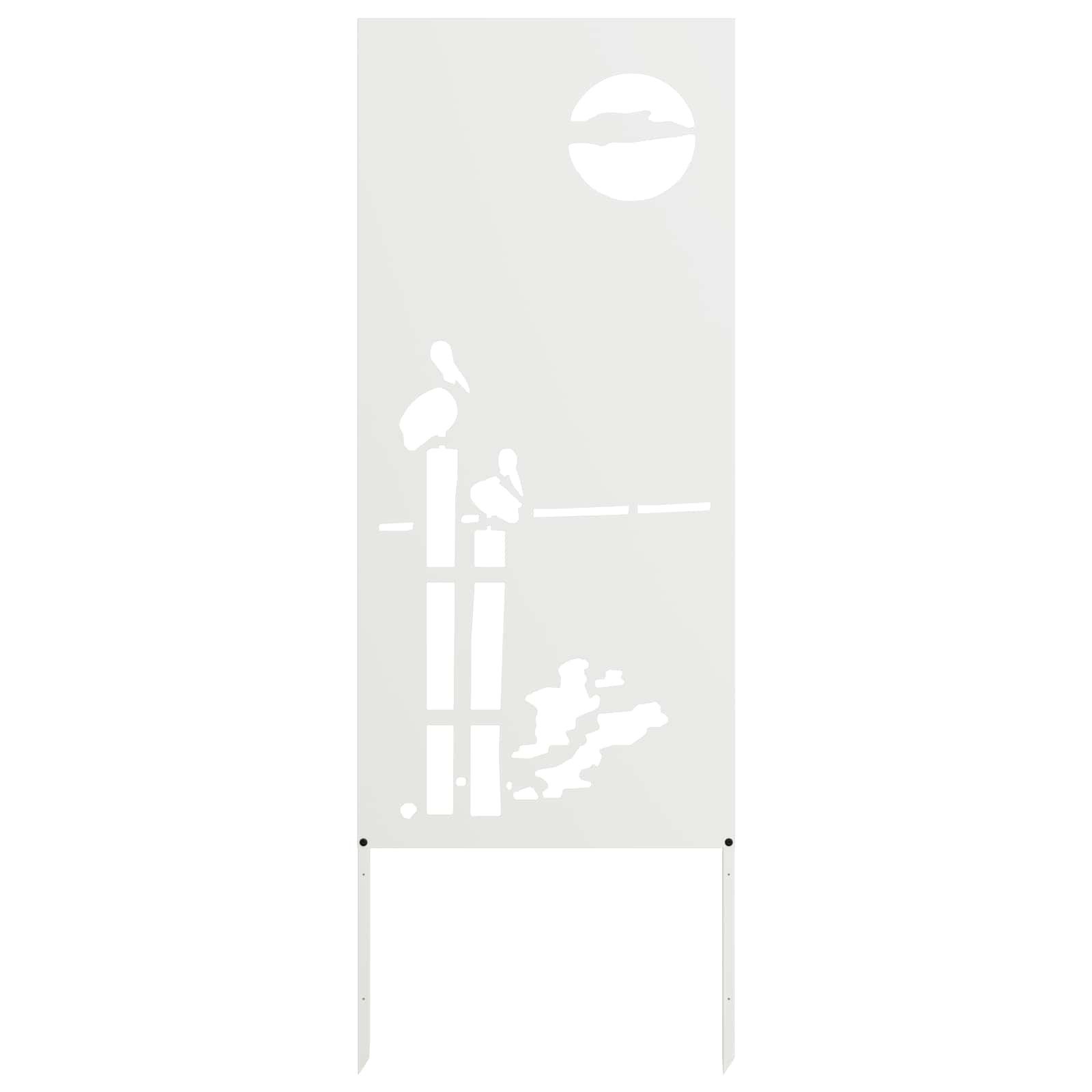 vidaXL Wandbild Garten Sichtschutz-Leinwand Weiß 50 x 140 cm, (1 St)