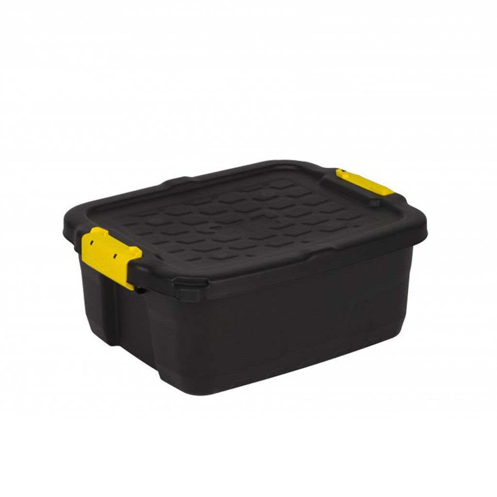 Kreher Aufbewahrungsbox "TOUGH" 24 Liter in Schwarz mit abschließbarem Deck günstig online kaufen