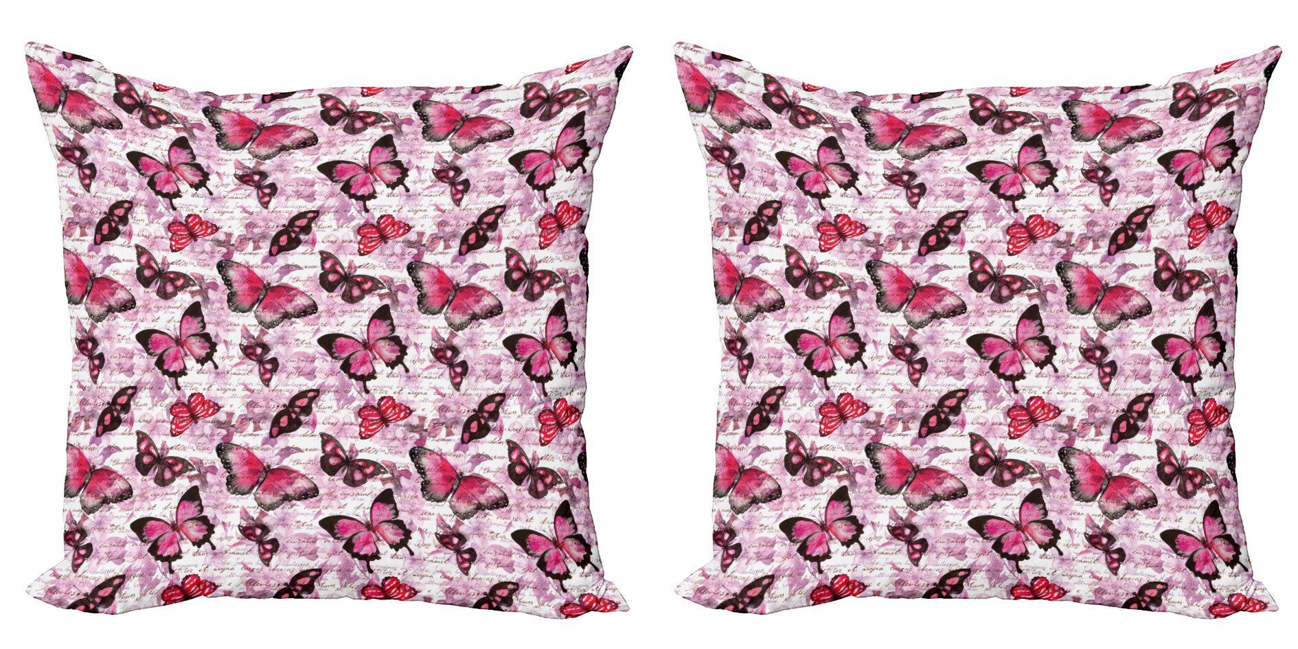 Schmetterling Kissenbezüge Pinsel Digitaldruck, (2 Accent Doppelseitiger Nostalgisch Stück), Modern Abakuhaus
