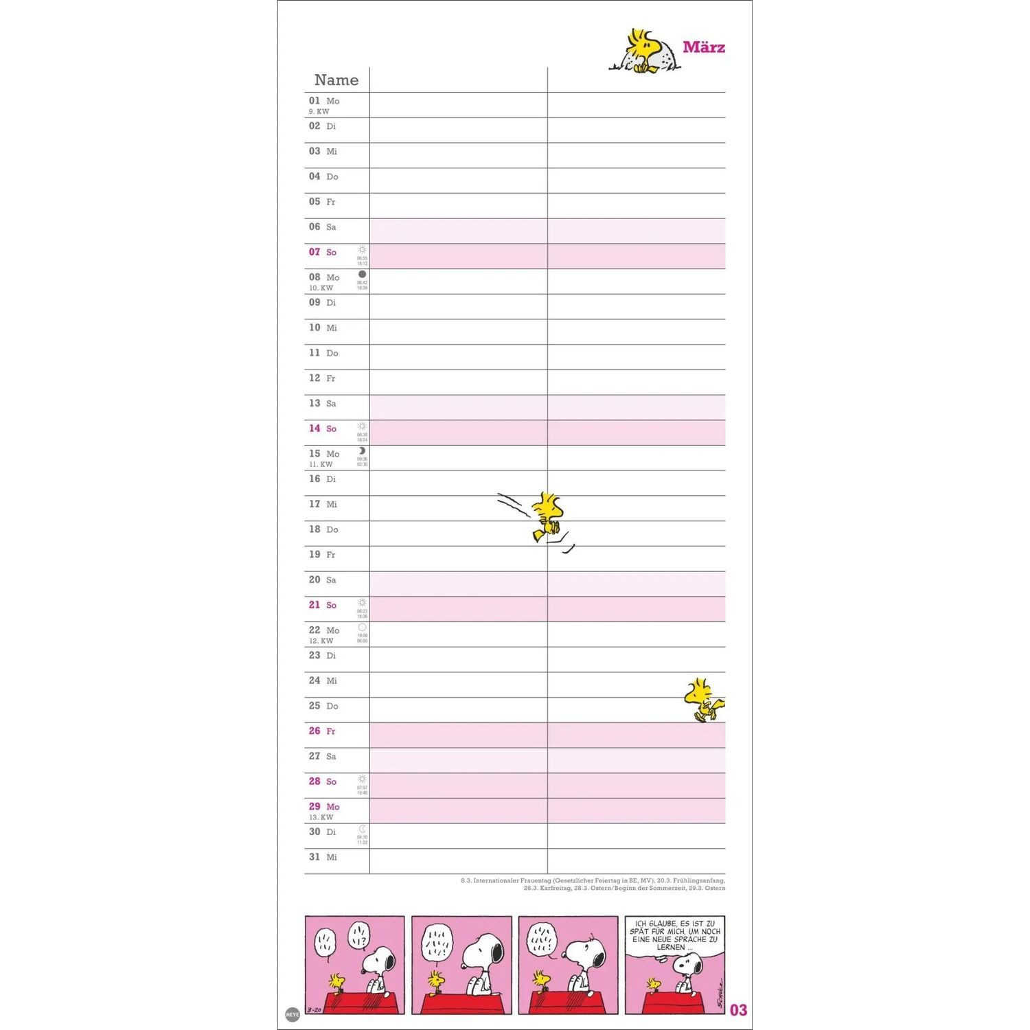 HEYE Wandkalender Peanuts Planer Wir zwei 2027 – Bild 4 von 5
