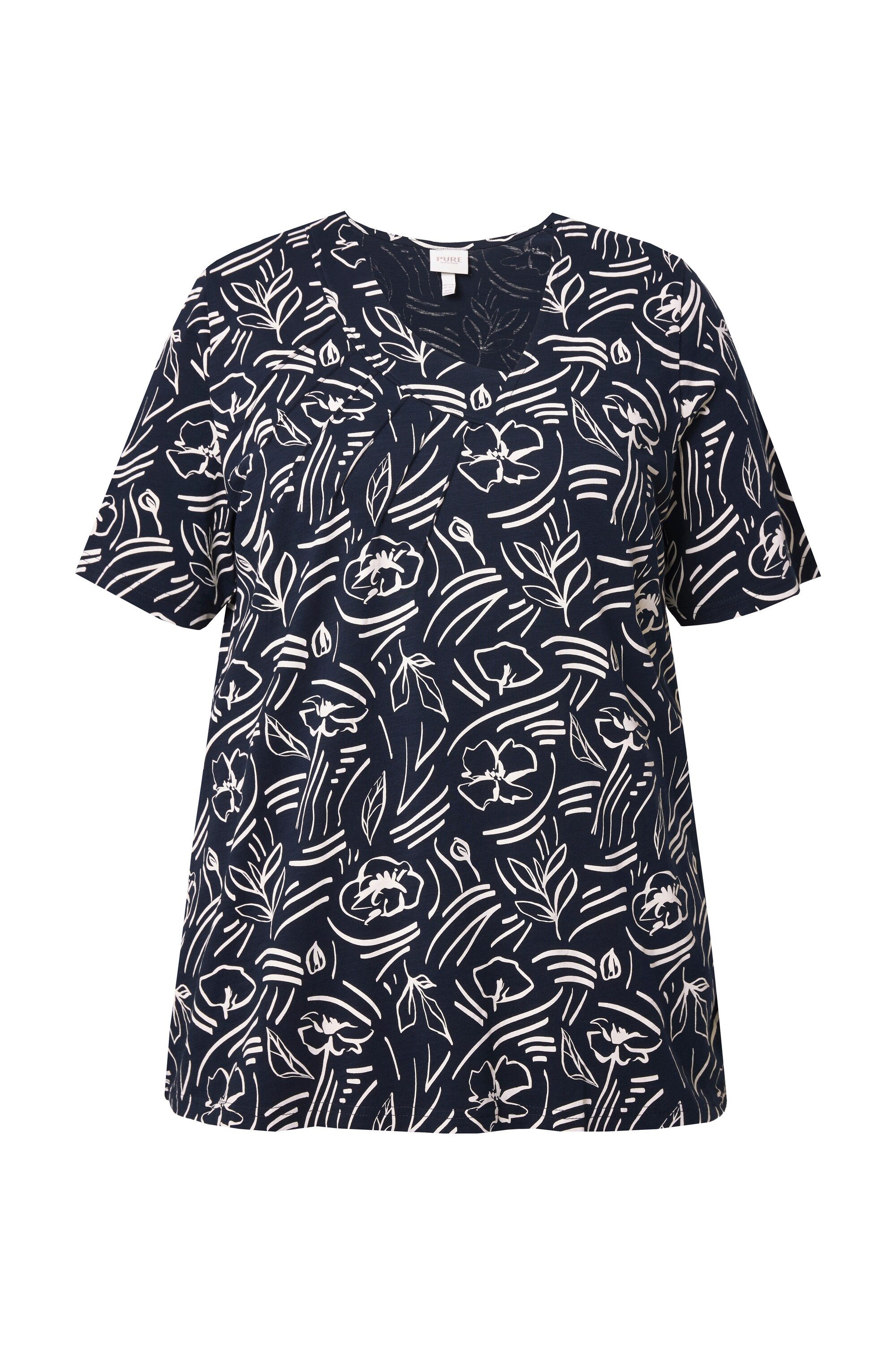Ulla Popken T-Shirt T-Shirt A-Linie V-Ausschnitt günstig online kaufen