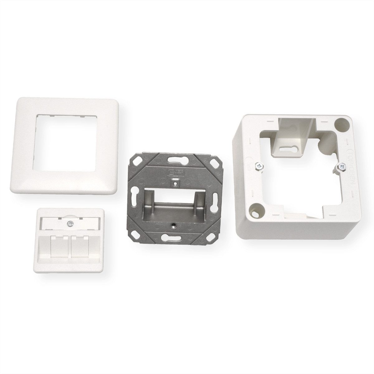 Metz Connect Keystone Anschlussdose AP 2 Port unbestückt reinweiß Netzwerk-Panel