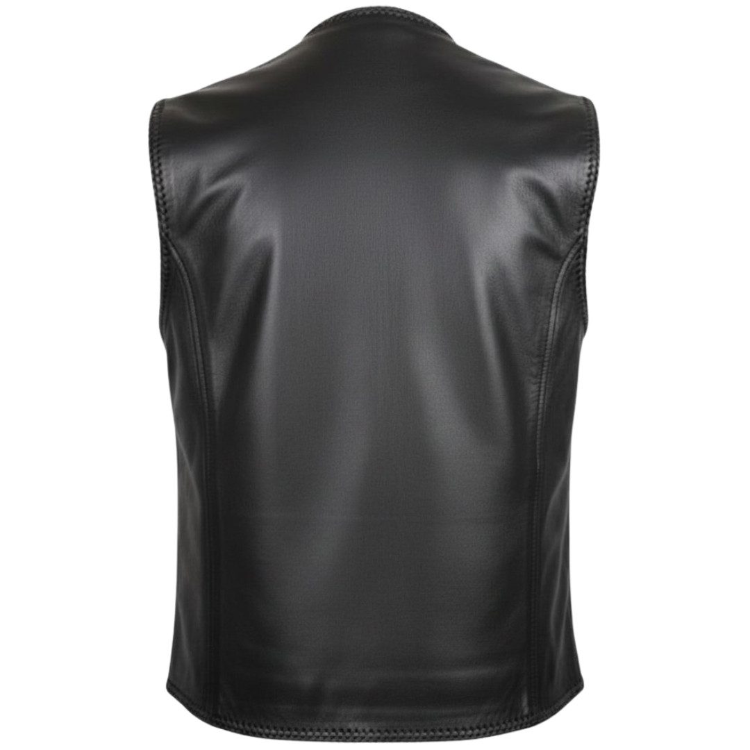 MDM Motorradweste Damen Lederweste Schwarz Biker Rindsleder tailliert