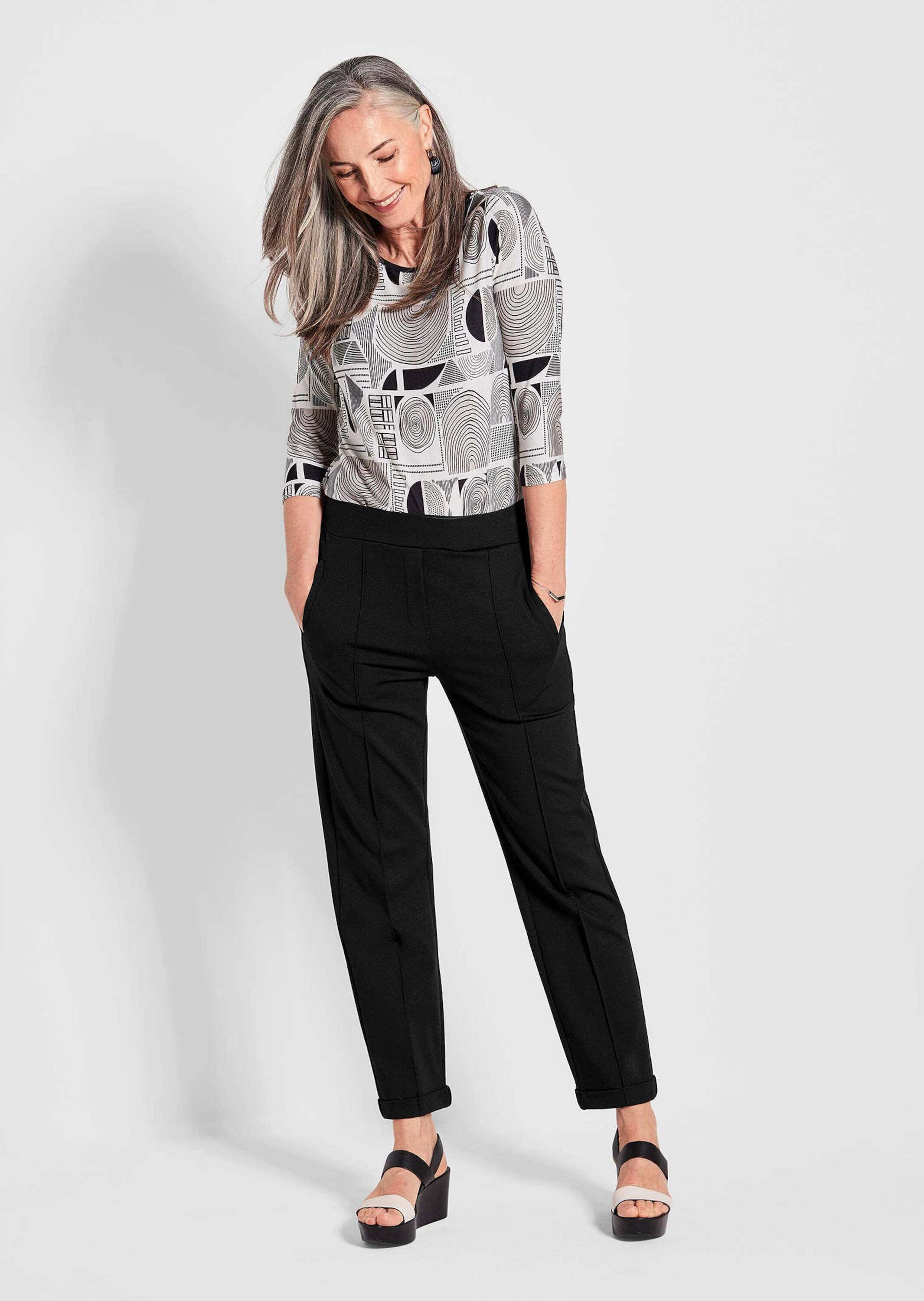 GOLDNER Schlupfhose Blaue Jerseyhose CARLA aus Viskosemix Damen Stretchhose günstig online kaufen