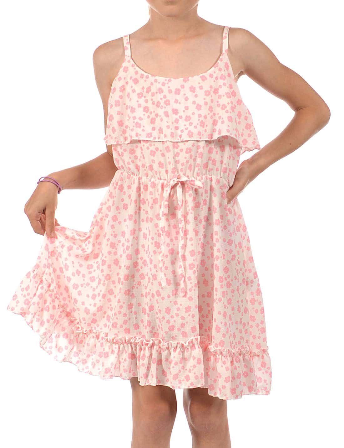 (1-tlg) Volant Kleid KMISSO Jerseykleid Spaghettiträger bequem und Mädchen zu tragen Weiß