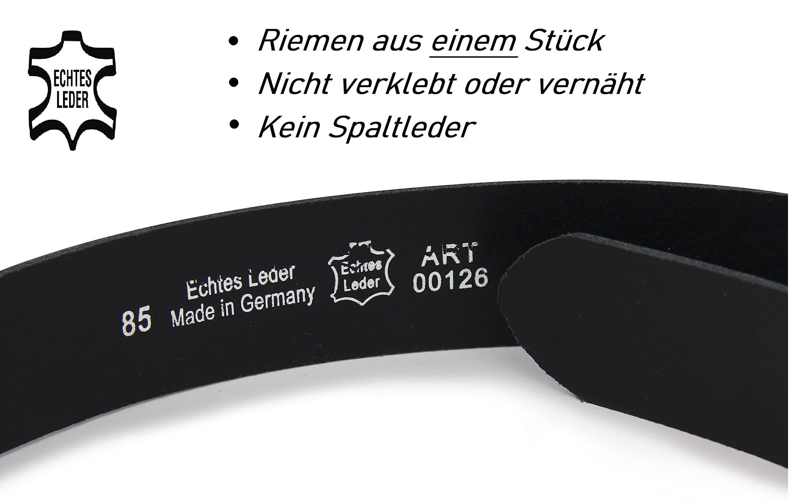 Ledergürtel IN GERMANY Frentree kürzbar, aus Schwarz MADE breiter 3,8 Echtleder, Gürtel 100% Leder, cm aus