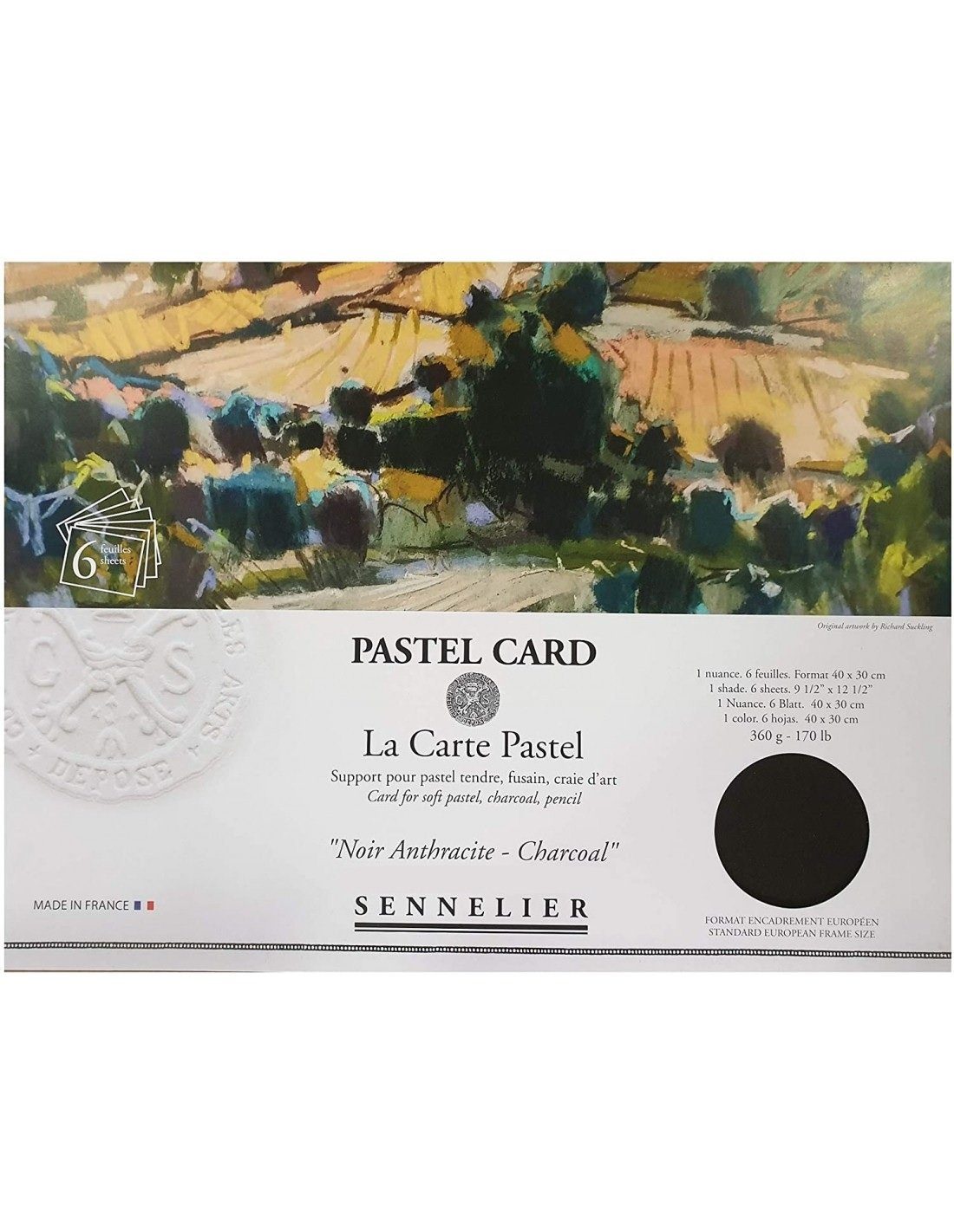 SENNELIER Papierkarton La Carte Pastel - Anthrazit, 6 Blatt 40x30cm