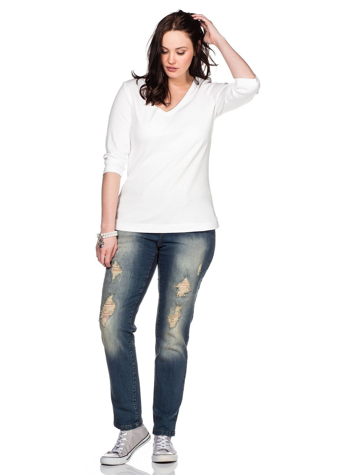 Sheego 3/4-Arm-Shirt Große Größen aus reiner Baumwolle