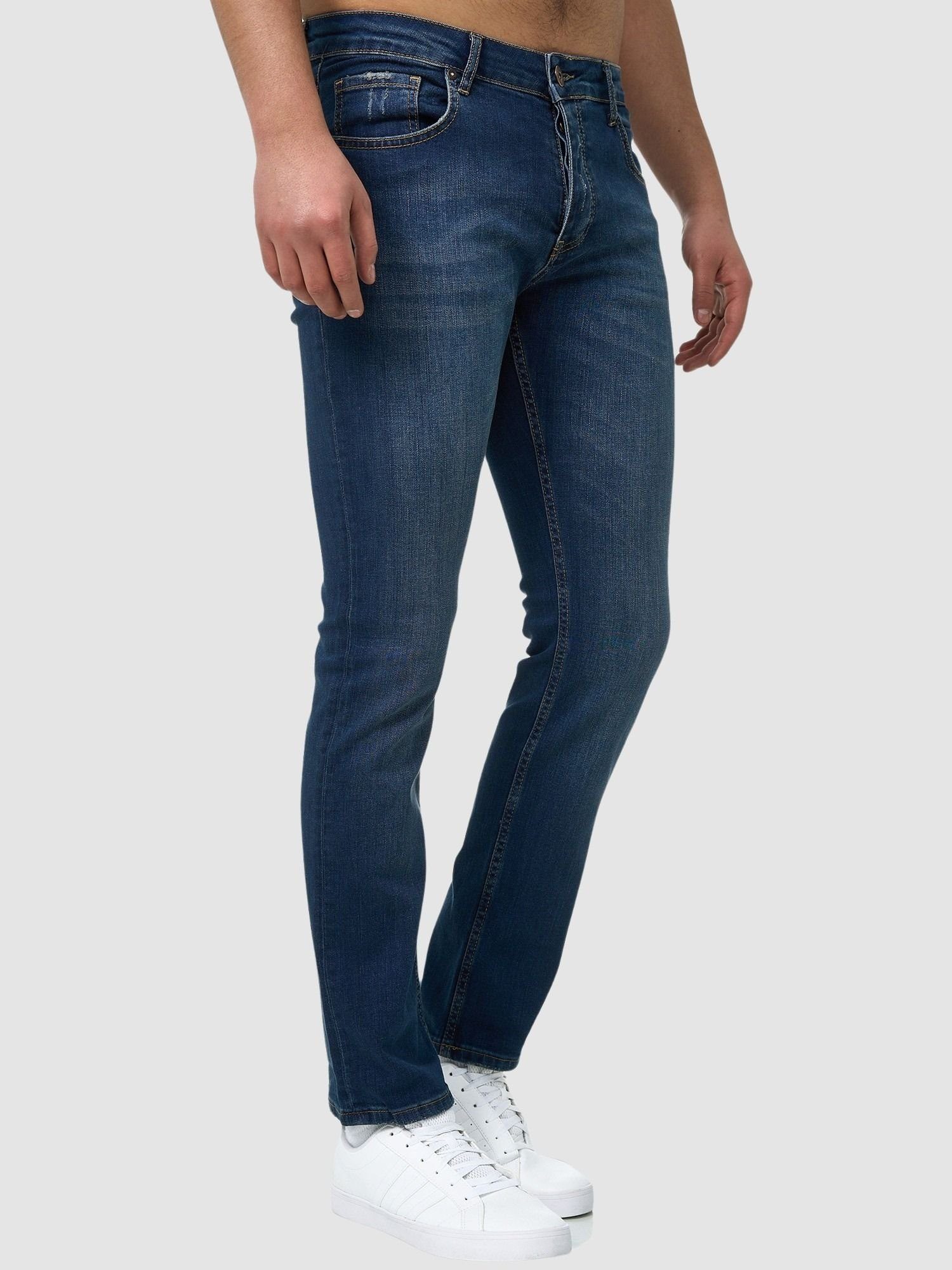 John Kayna Slim-fit-Jeans Designer Denim Deep Fit 607-JK Herren Designerjeans Bootcut, Blue Slim Jeans Used 1-tlg) Herrenhose Freizeit,Casual (Jeanshose Herrenjeans Jeanshose