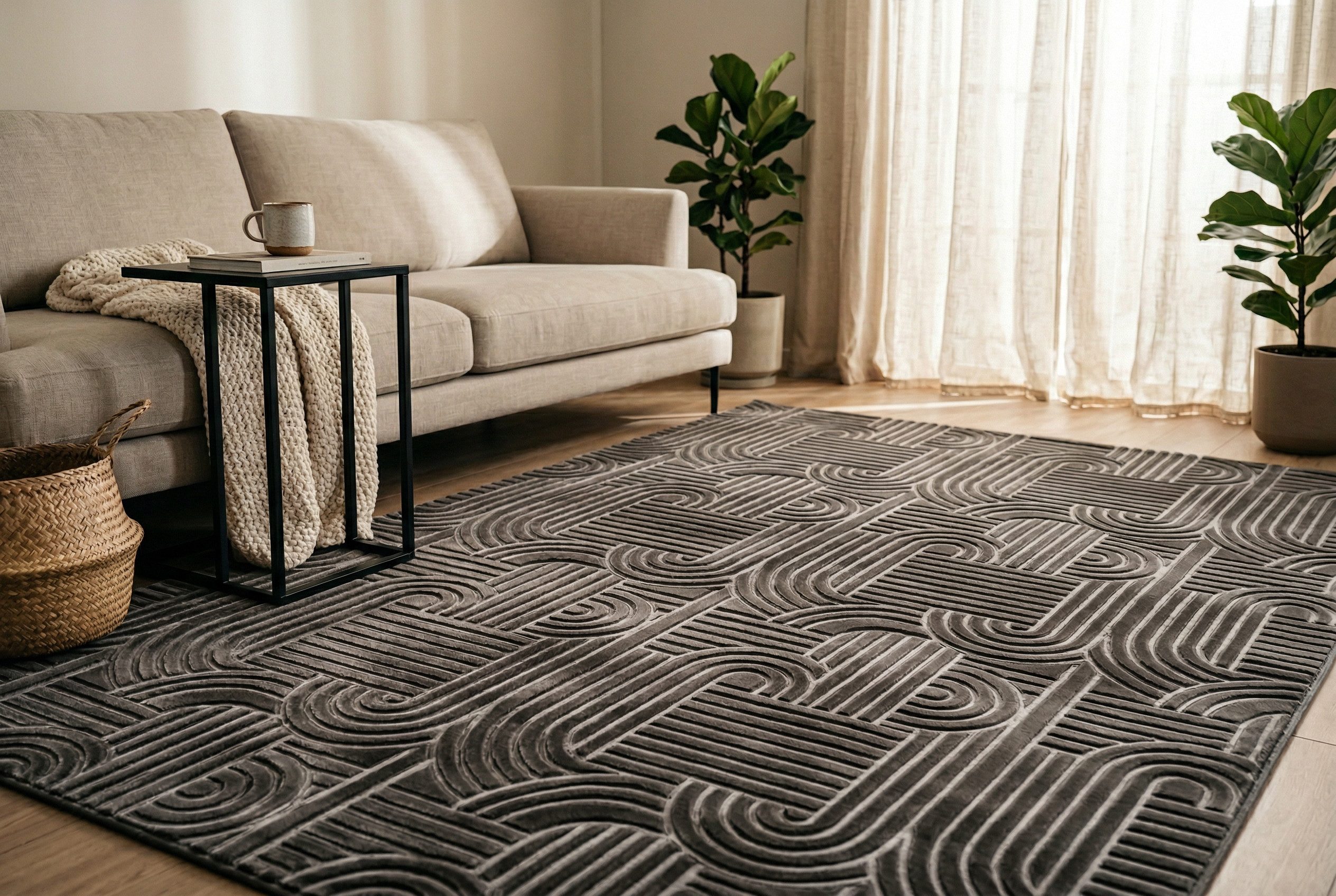 Kayoom Teppich Calma 125, rechteckig, Höhe: 10 mm, Kurzflor, 3-D Optik, Wohnzimmer