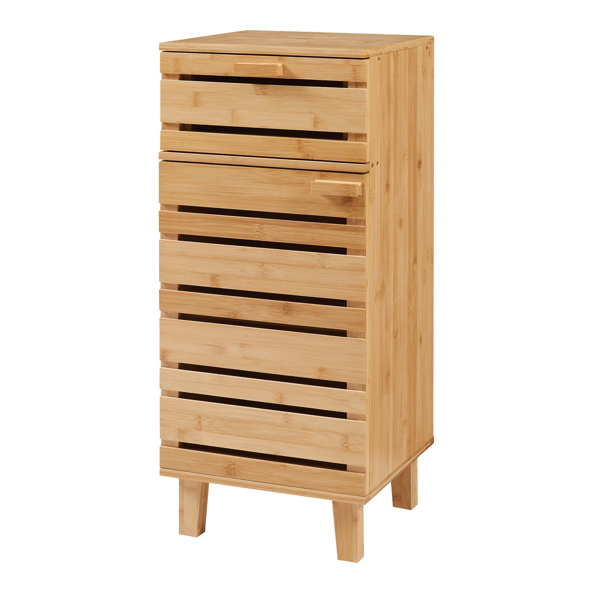 en.casa Midischrank »Epind« Badezimmerschrank 75 x 33 x 30 cm Bambus Natur günstig online kaufen