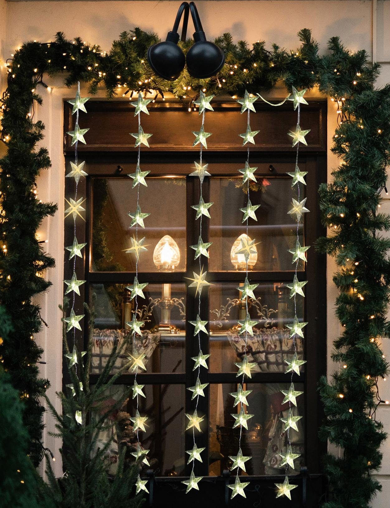 my home Lichtervorhang Weihnachtsdeko aussen, 60-flammig, LED-Tür-Vorhang