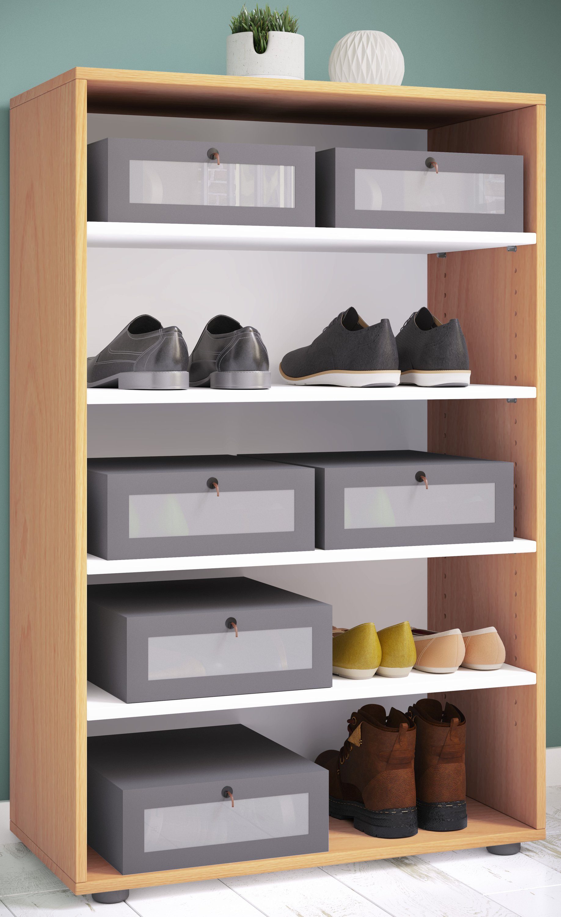 VCM Schuhschrank Schuhkommode Lona H. 110 x B. 70 x T. 37 cm