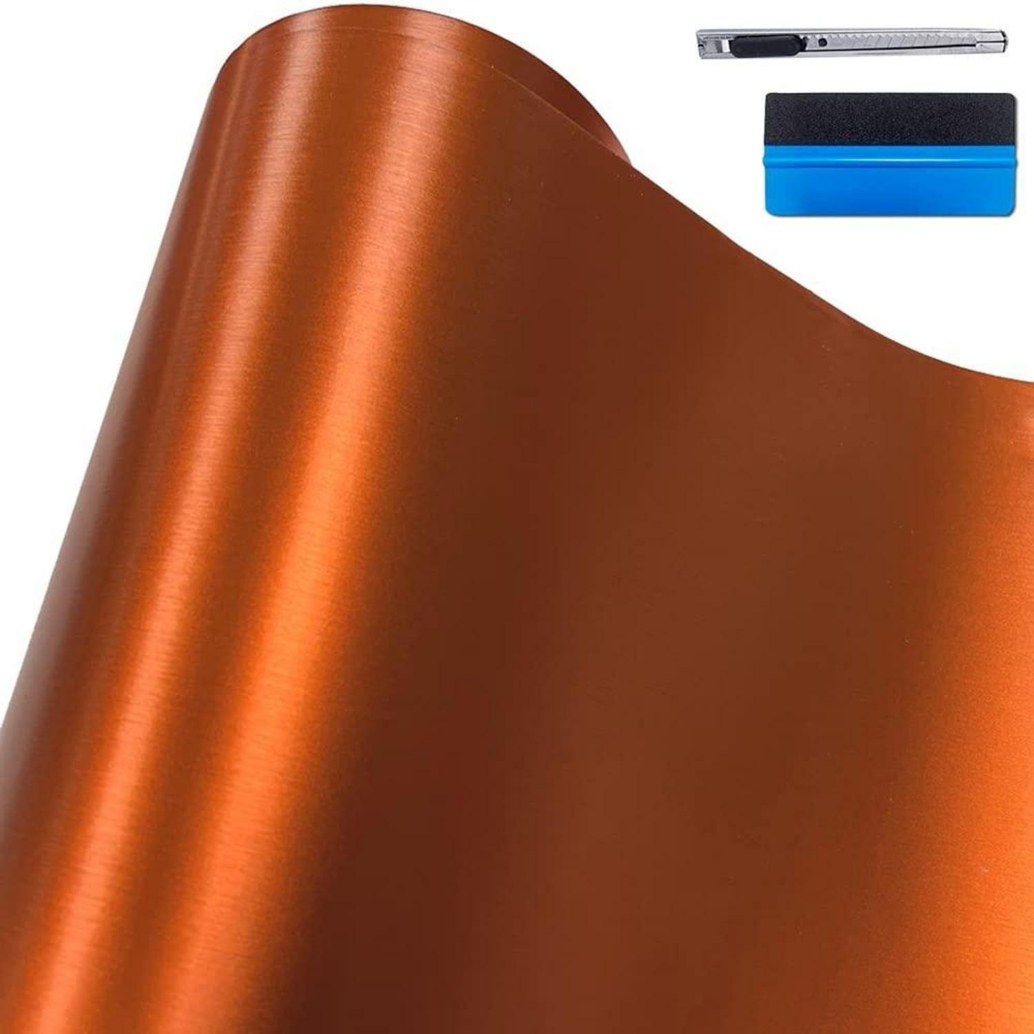 LuxusKollektion Dekorationsfolie Vinylfolie Aufkleber Auto Wrapping Edelstahl Motor Orange 5cm x 900cm, (1St)