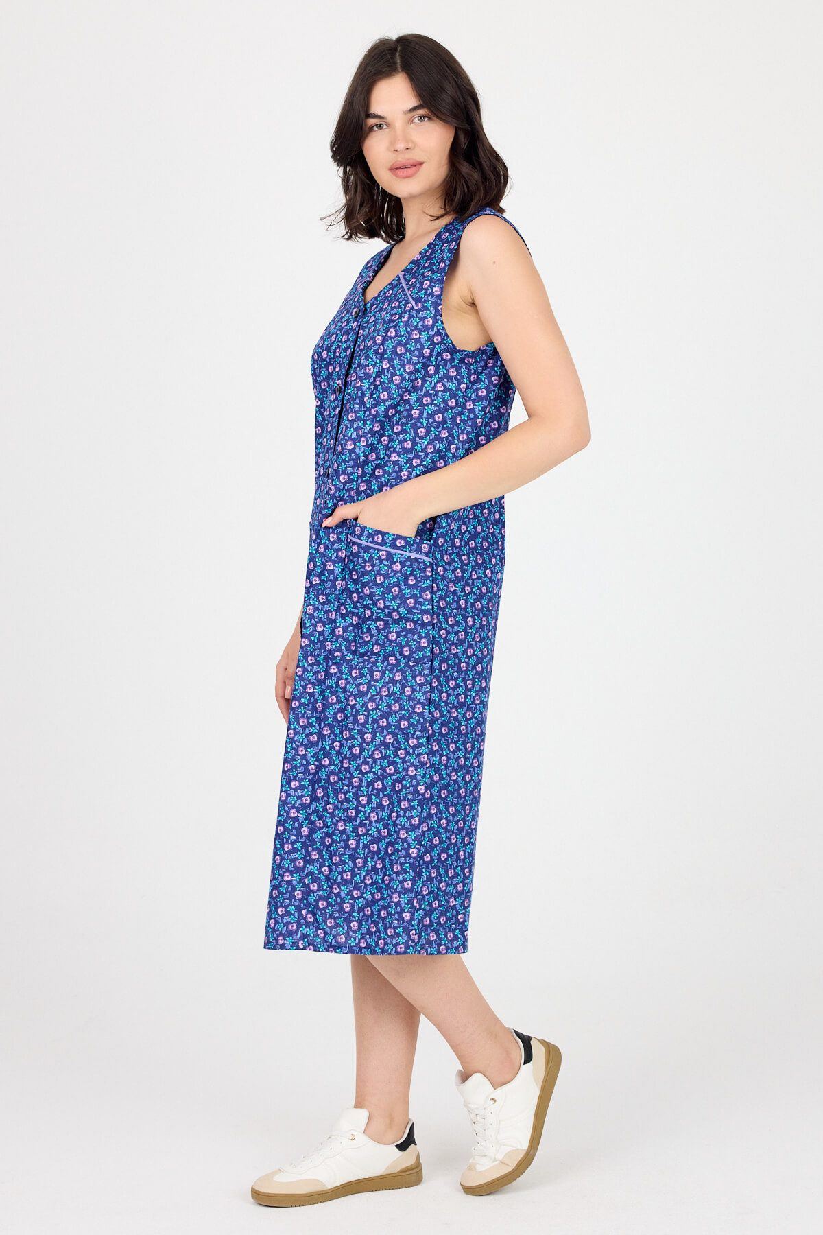 Phistan Tunikakleid Kittel mit Knöpfen – Blumenmuster günstig online kaufen