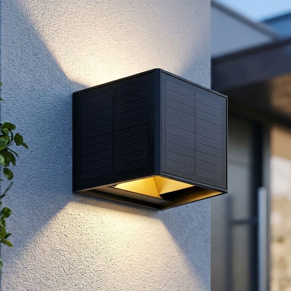 GLOBO LIGHTING LED Außen-Wandleuchte, LED-Leuchtmittel fest verbaut, Warmweiß, Solarlampe Außenwandleuchte LED Wandstrahler