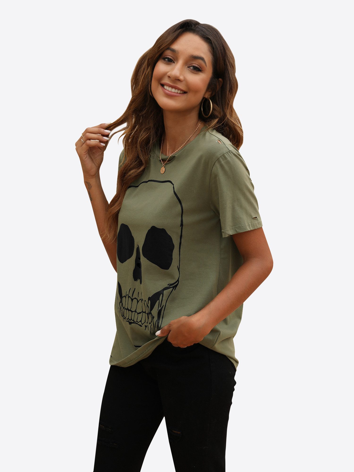 Imily Bela T-Shirt Damen Locker Sitzendes Freizeittop (Packung, 1-tlg., 1per-Pack) mit Rundhalsausschnitt – Bild 5 von 5